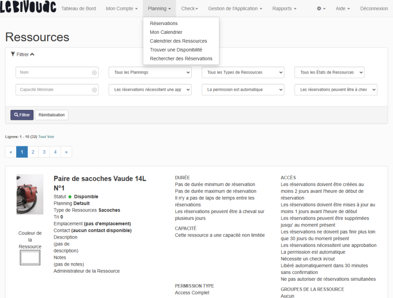 Création réservation Création réservation